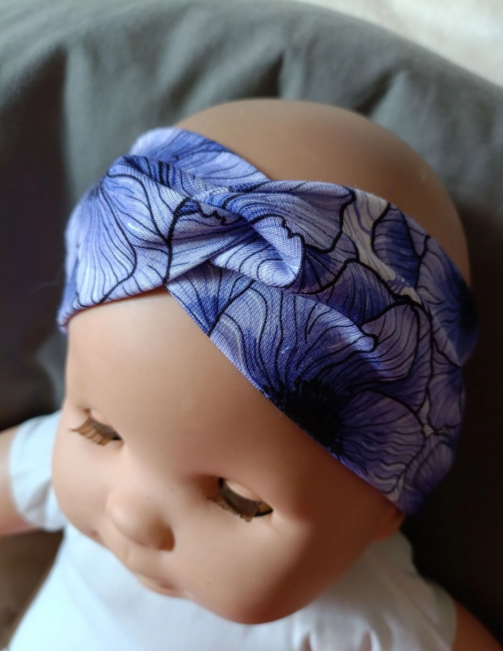 Bandeau cheveux bébé 6-24 mois - grosses fleurs violettes 
